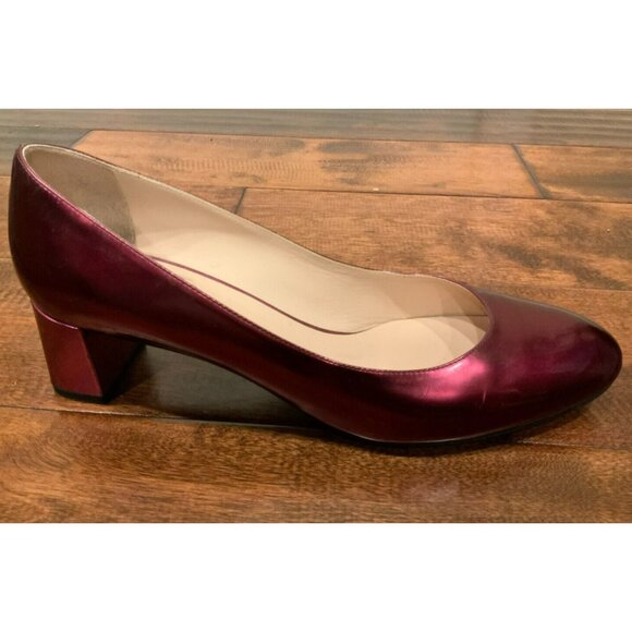 FENDI Dark Metallic Pink Purple Pumps Block Heels, Size 9 (US) 39 (IT) - Picture 1 of 8